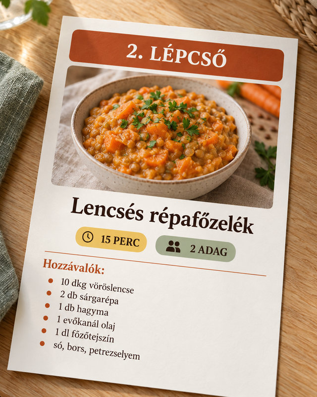 2. lépcső: Lencsés répafőzelék