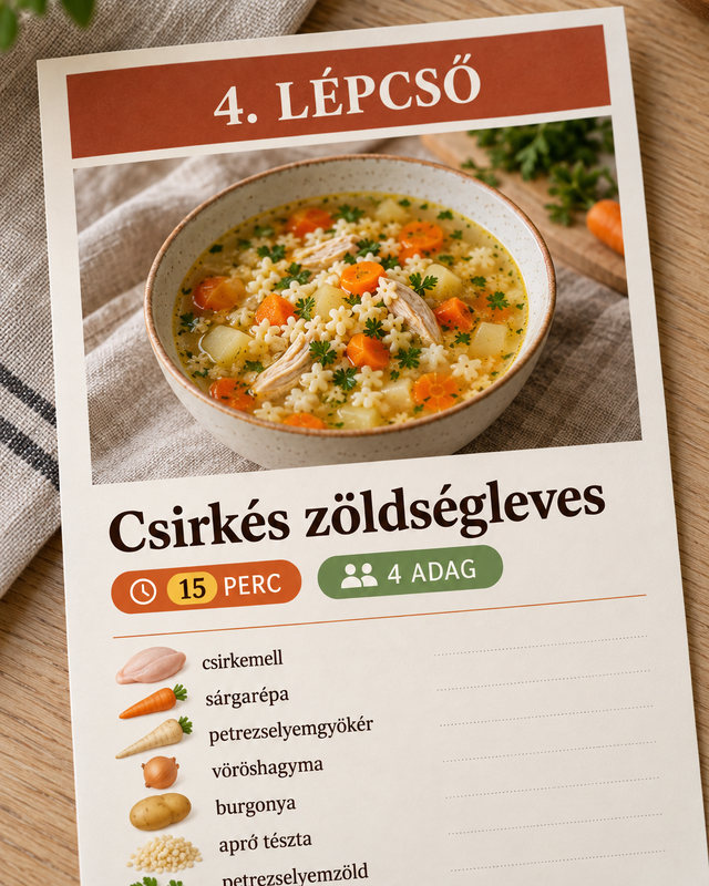 4. lépcső: Csirkés zöldségleves